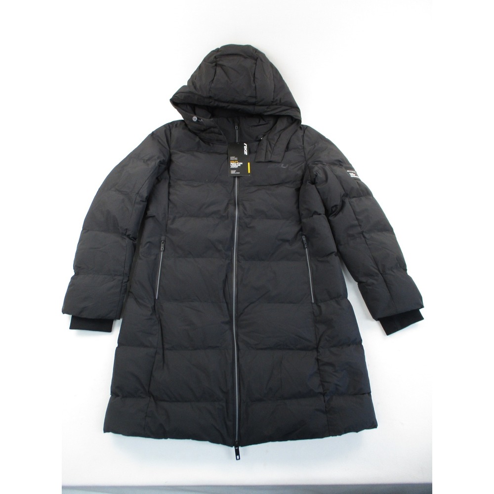 2XU Utility Insulation Longline Jacket Mens L Black Puffer Hooded Parka WR6607a